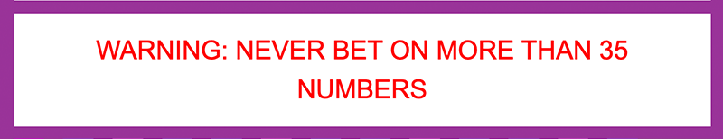 Never bet on 36 numbers or more