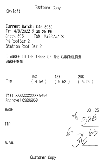 Both the tip and the total must be changed for dishonest server to bump their tip.