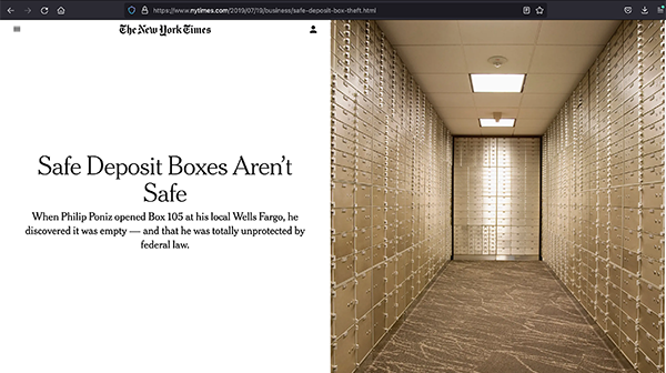 NYT Article: Safe Deposit Boxes Aren't Safe