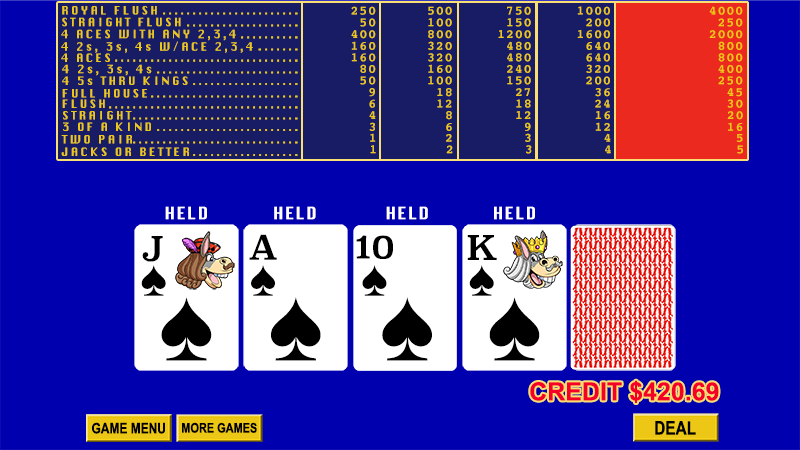 Video Poker Screen