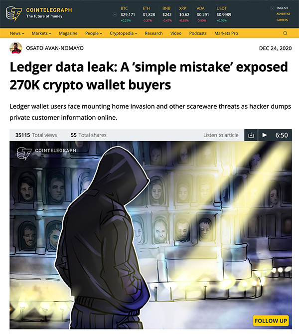 Ledger's Customer DB was Leaked