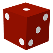 Red Die with 1 on top, 2 on the left, and 3 on the right