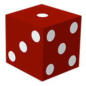 Red Die with 1 on top, 3 on the left, and 5 on the right