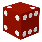 Red Die with 2 on top, 4 on the left, and 6 on the right