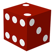 Red Die with 2 on top, 6 on the left, and 3 on the right