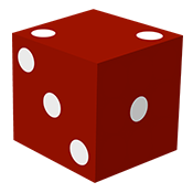 Red Die with 2 on top, 3 on the left, and 1 on the right