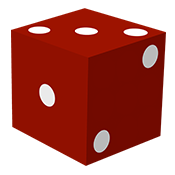Red Die with 3 on top, 1 on the left, and 2 on the right
