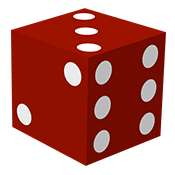 Red Die with 3 on top, 2 on the left, and 6 on the right