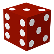 Red Die with 3 on top, 6 on the left, and 5 on the right