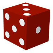 Red Die with 3 on top, 5 on the left, and 1 on the right
