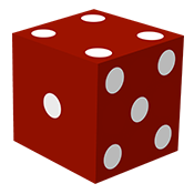 Red Die with 4 on top, 1 on the left, and 5 on the right