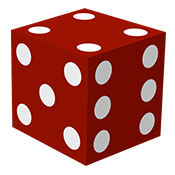 Red Die with 4 on top, 5 on the left, and 6 on the right
