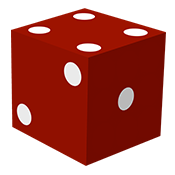 Red Die with 4 on top, 2 on the left, and 1 on the right
