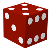 Red Die with 5 on top, 3 on the left, and 6 on the right