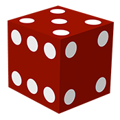 Red Die with 5 on top, 6 on the left, and 4 on the right