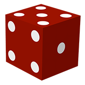 Red Die with 5 on top, 4 on the left, and 1 on the right