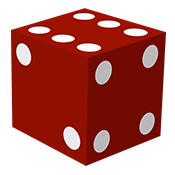 Red Die with 6 on top, 2 on the left, and 4 on the right