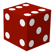 Red Die with 6 on top, 4 on the left, and 5 on the right