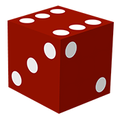 Red Die with 6 on top, 3 on the left, and 2 on the right
